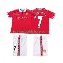 Manchester United Trøje CONTONA 7 Retro Børn Hjemmebane Fodboldsæt 1998 1999 Kortærmet