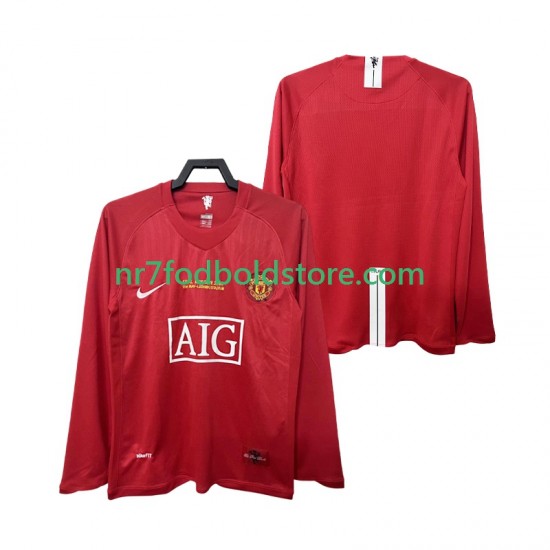 Manchester United Trøje Champions League 2007 Retro Mænd Hjemmebane Fodboldsæt 2008 Langærmet
