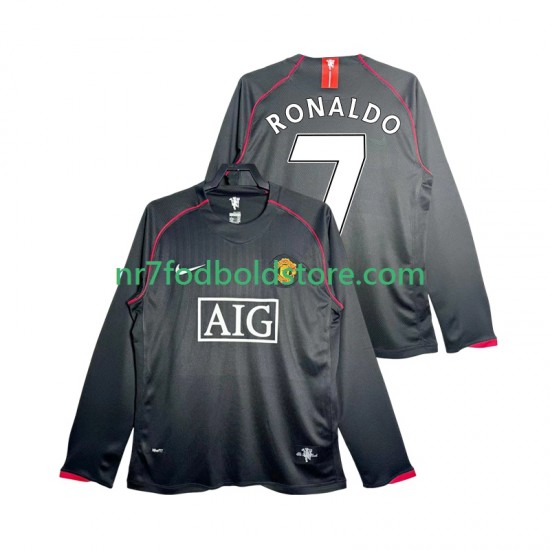 Manchester United Trøje Critstiano Ronaldo 7 2007 Retro Mænd Udebane Fodboldsæt 2008 Langærmet