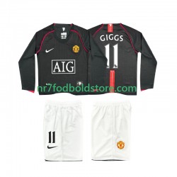 Manchester United Trøje GIGGS 11 2007 Retro Børn Udebane Fodboldsæt 2008 Langærmet