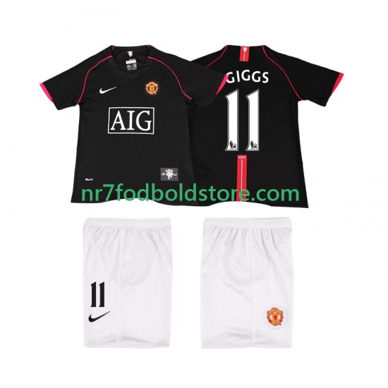 Manchester United Trøje GIGGS 11 2007 Retro Børn Udebane Fodboldsæt 2008 Kortærmet