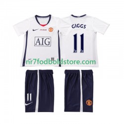 Manchester United Trøje GIGGS 11 Champions League 2009 Retro Børn Udebane Fodboldsæt 2008 Kortærmet