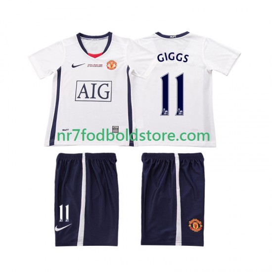 Manchester United Trøje GIGGS 11 Champions League 2009 Retro Børn Udebane Fodboldsæt 2008 Kortærmet