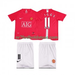 Manchester United Trøje GIGGS 11 Premier League 2007 Retro Børn Hjemmebane Fodboldsæt 2008 Kortærmet