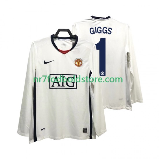 Manchester United Trøje GIGGS 11 Premier League 2009 Retro Mænd Udebane Fodboldsæt 2008 Langærmet