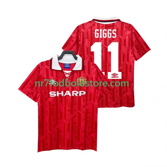 Manchester United Trøje GIGGS 11 1992 Retro Mænd Hjemmebane Fodboldsæt 1994 Kortærmet