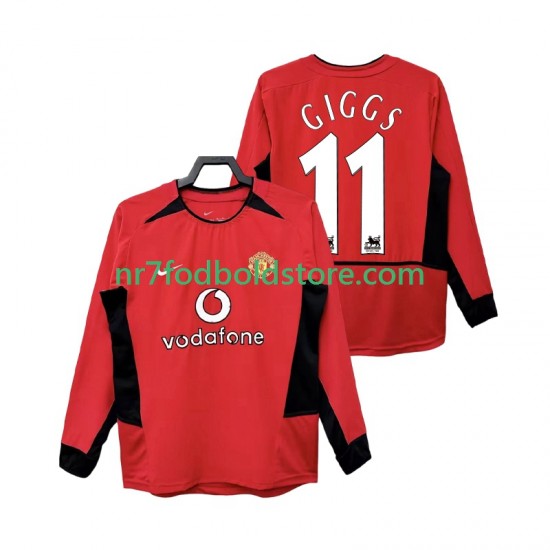 Manchester United Trøje GIGGS 11 Retro Mænd Hjemmebane Fodboldsæt 2004 2002 Langærmet