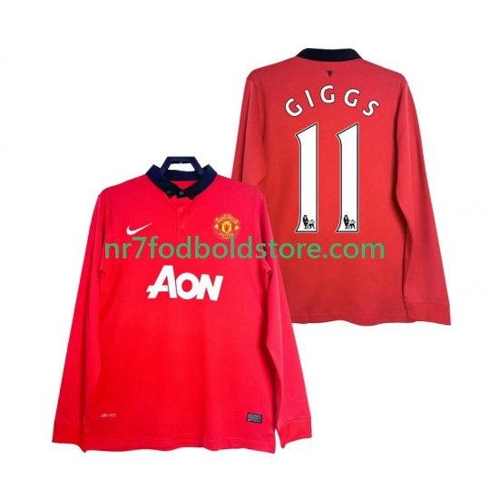 Manchester United Trøje GIGGS 11 2013 2014 Retro Mænd Hjemmebane Fodboldsæt Langærmet