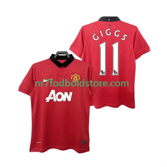 Manchester United Trøje GIGGS 11 2013 2014 Retro Mænd Hjemmebane Fodboldsæt Kortærmet