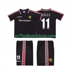 Manchester United Trøje GIGGS 11 Retro Børn Udebane Fodboldsæt 1998 1999 Kortærmet