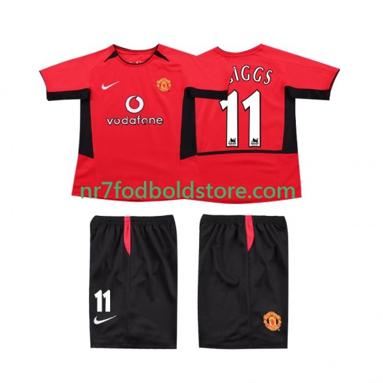 Manchester United Trøje GIGGS 11 Retro Børn Hjemmebane Fodboldsæt 2004 2002 Kortærmet