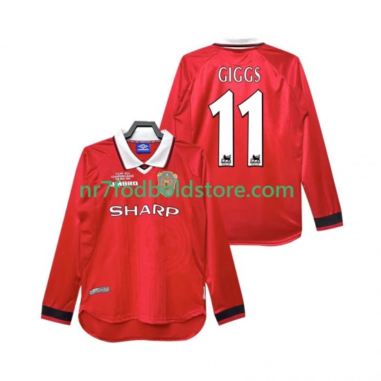 Manchester United Trøje Giggs 11 2000 Retro Mænd Hjemmebane Fodboldsæt 1999 Langærmet