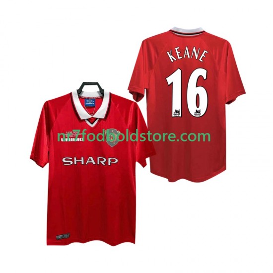 Manchester United Trøje Keane 16 2000 Retro Mænd Hjemmebane Fodboldsæt 1999 Kortærmet