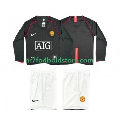 Manchester United Trøje 2007 Retro Børn Udebane Fodboldsæt 2008 Langærmet