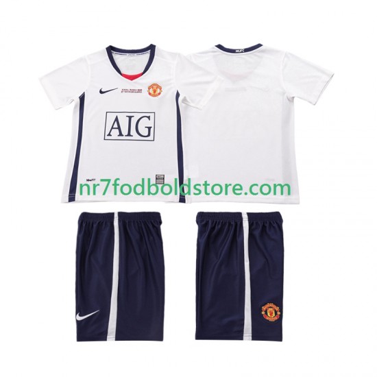 Manchester United Trøje Champions League 2009 Retro Børn Udebane Fodboldsæt 2008 Kortærmet