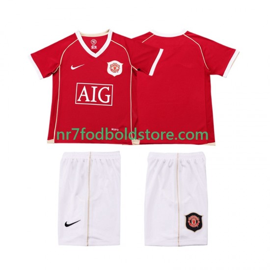 Manchester United Trøje 2007 Retro Børn Hjemmebane Fodboldsæt 2006 Kortærmet