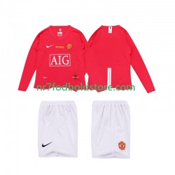 Manchester United Trøje Premier League 2009 Retro Børn Hjemmebane Fodboldsæt 2008 Langærmet