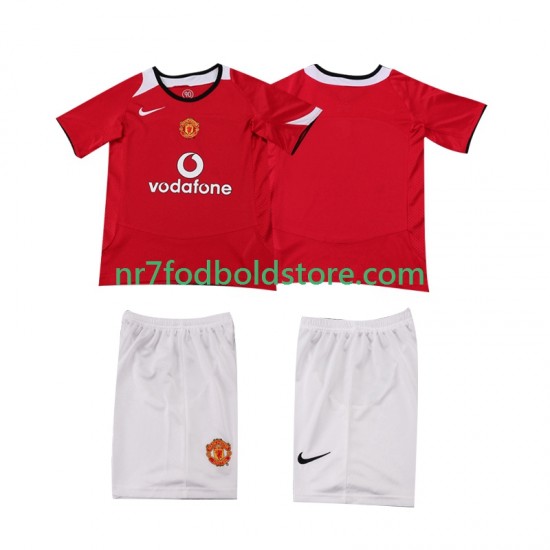 Manchester United Trøje 2005 Retro Børn Hjemmebane Fodboldsæt 2006 Kortærmet