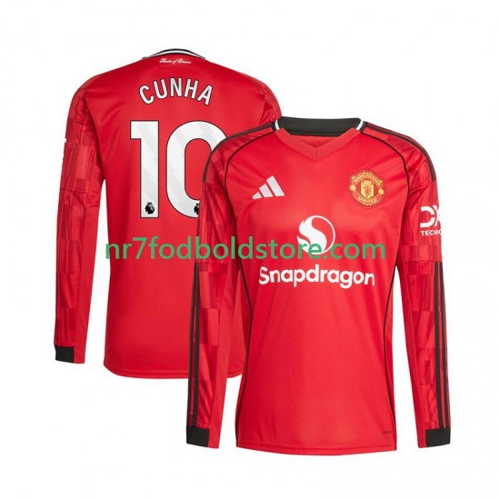 Manchester United Trøje Matheus Cunha 10 Mænd Hjemmebane Fodboldsæt 2025-2026 Langærmet
