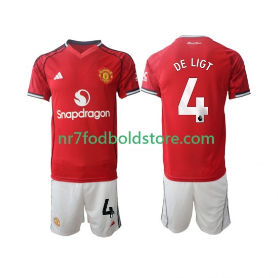 Manchester United Trøje Matthijs de Ligt 4 Børn Hjemmebane Fodboldsæt 2025-2026 Kortærmet