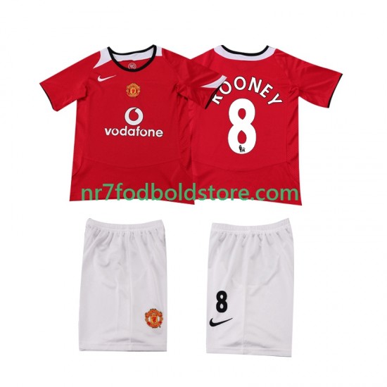 Manchester United Trøje ROONEY 8 2005 Retro Børn Hjemmebane Fodboldsæt 2006 Kortærmet