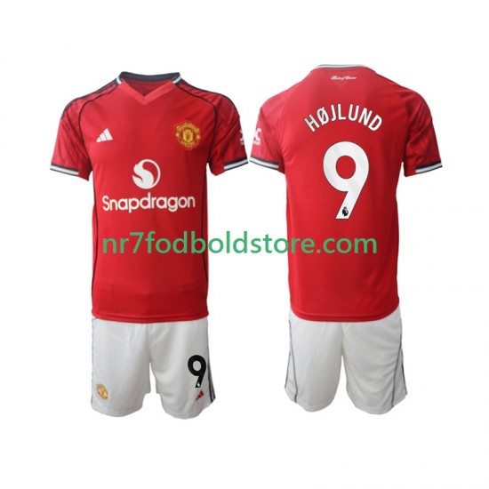 Manchester United Trøje Rasmus Hojlund 9 Børn Hjemmebane Fodboldsæt 2025-2026 Kortærmet