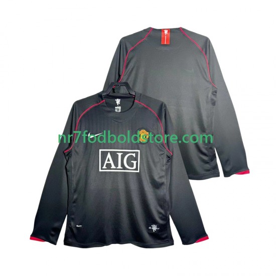 Manchester United Trøje 2007 Retro Mænd Udebane Fodboldsæt 2008 Langærmet