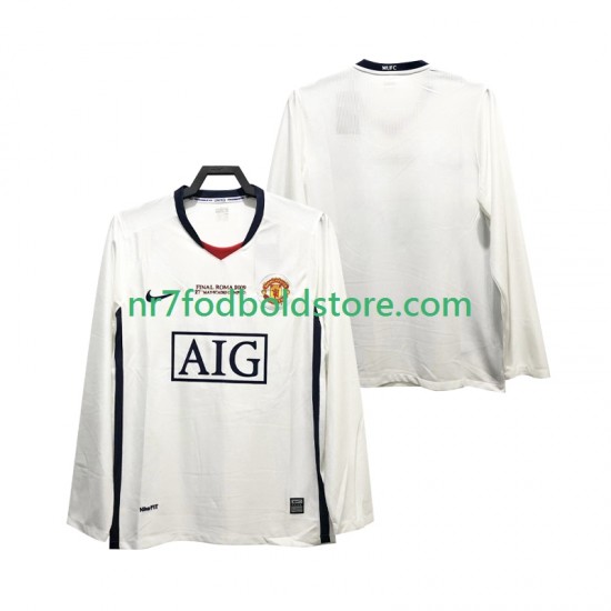 Manchester United Trøje Champions League 2009 Retro Mænd Udebane Fodboldsæt 2008 Langærmet