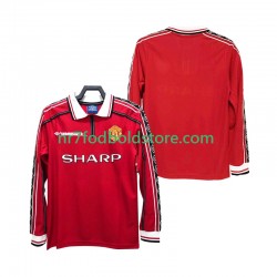 Manchester United Trøje Retro Mænd Hjemmebane Fodboldsæt 1998 1999 Langærmet