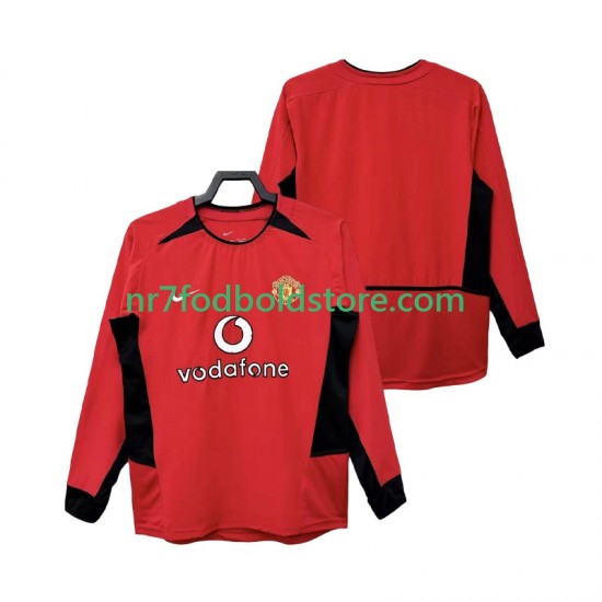 Manchester United Trøje Retro Mænd Hjemmebane Fodboldsæt 2004 2002 Langærmet