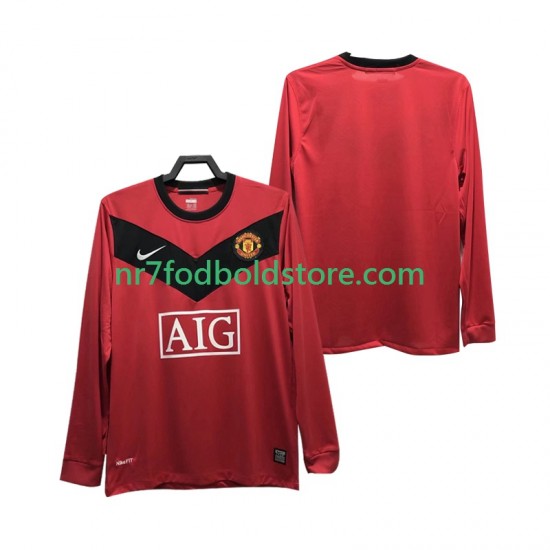 Manchester United Trøje 2009 Retro Mænd Hjemmebane Fodboldsæt 2010 Langærmet