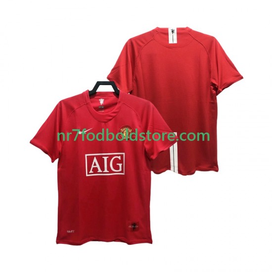 Manchester United Trøje Premier League 2007 Retro Mænd Hjemmebane Fodboldsæt 2008 Kortærmet