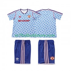 Manchester United Trøje 1990 1992 Retro Børn Udebane Fodboldsæt Kortærmet