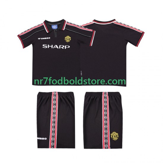 Manchester United Trøje Retro Børn Udebane Fodboldsæt 1998 1999 Kortærmet
