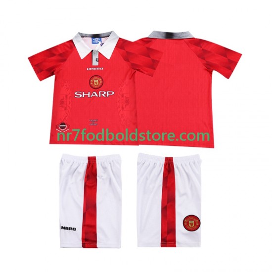 Manchester United Trøje 1996 1997 Retro Børn Hjemmebane Fodboldsæt Kortærmet