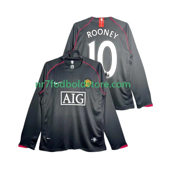 Manchester United Trøje Rooney 10 2007 Retro Mænd Udebane Fodboldsæt 2008 Langærmet