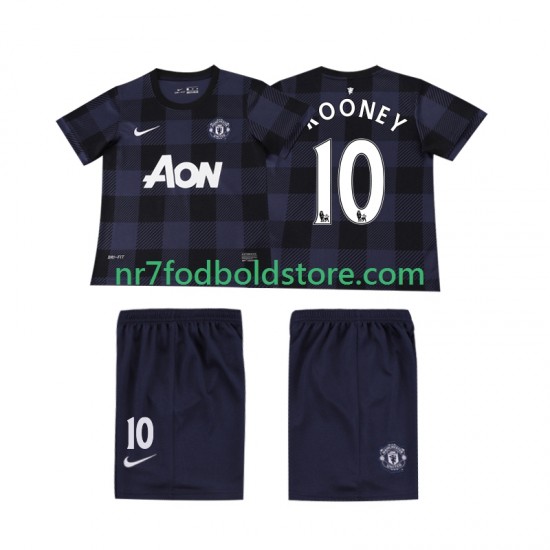 Manchester United Trøje Rooney 10 2013 2014 Retro Børn Udebane Fodboldsæt Kortærmet