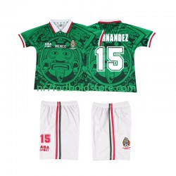 Mexico Trøje HERNANDEZ 15 Retro Børn Hjemmebane Fodboldsæt 1998 Kortærmet