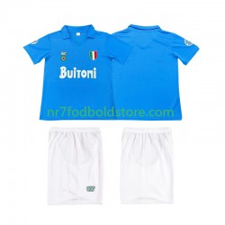 Napoli Trøje 1987 1988 Retro Børn Hjemmebane Fodboldsæt Kortærmet