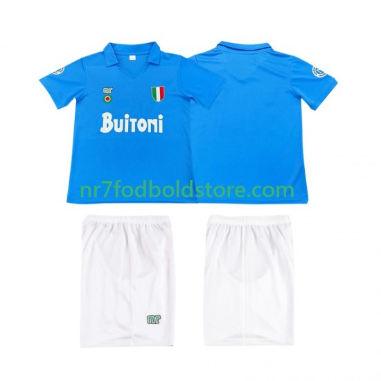 Napoli Trøje 1987 1988 Retro Børn Hjemmebane Fodboldsæt Kortærmet