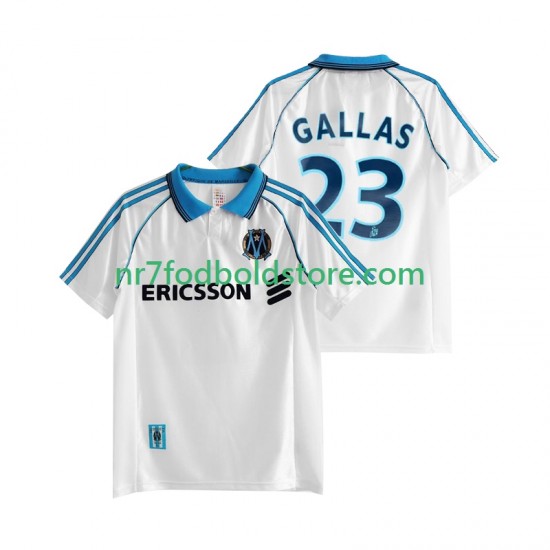 Olympique de Marseille Trøje Gallas 23 Retro Mænd Hjemmebane Fodboldsæt 1998 1999 Kortærmet