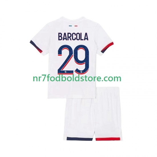 Paris Saint-Germain Trøje Bradley Barcola 29 Børn Udebane Fodboldsæt 2025-2026 Kortærmet