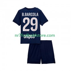 Paris Saint-Germain Trøje Bradley Barcola 29 Børn Hjemmebane Fodboldsæt 2025-2026 Kortærmet