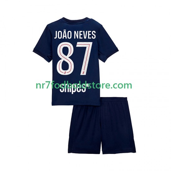 Paris Saint-Germain Trøje Joao Neves 87 Børn Hjemmebane Fodboldsæt 2025-2026 Kortærmet