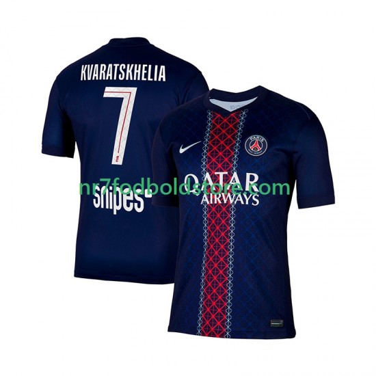 Paris Saint-Germain Trøje Khvicha Kvaratskhelia 7 Mænd Hjemmebane Fodboldsæt 2025-2026 Kortærmet