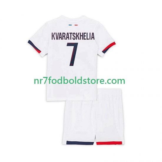 Paris Saint-Germain Trøje Khvicha Kvaratskhelia 7 Børn Udebane Fodboldsæt 2025-2026 Kortærmet