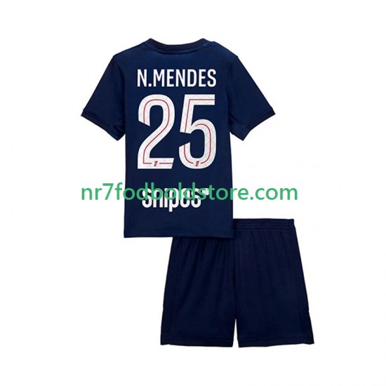 Paris Saint-Germain Trøje Nuno Mendes 25 Børn Hjemmebane Fodboldsæt 2025-2026 Kortærmet