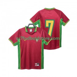 Portugal Trøje 7 Retro Mænd Hjemmebane Fodboldsæt 1998 Kortærmet