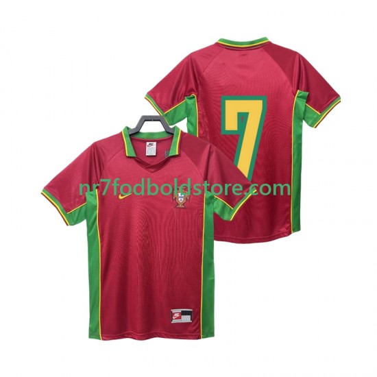 Portugal Trøje 7 Retro Mænd Hjemmebane Fodboldsæt 1998 Kortærmet