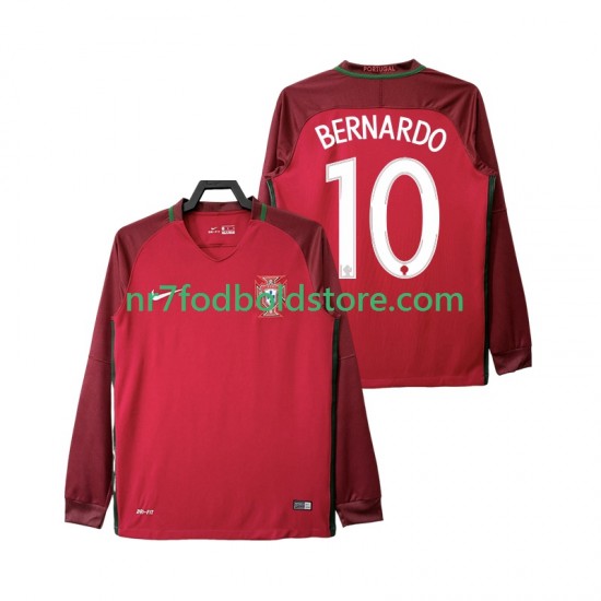 Portugal Trøje BERNARDO 10 2016 Retro Mænd Hjemmebane Fodboldsæt Langærmet